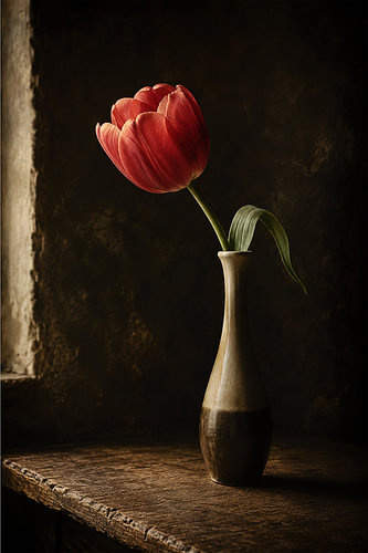 Tulip by the window by Marijke Trienekens