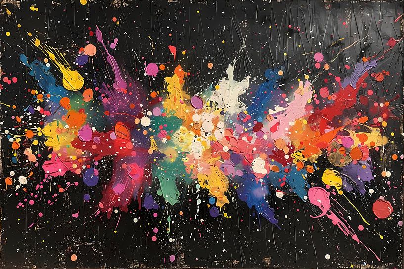 Abstrakte Farbexplosion auf Schwarz von Art & Soul Creations