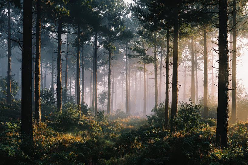 Brouillard dans la forêt du matin par Egon Zitter