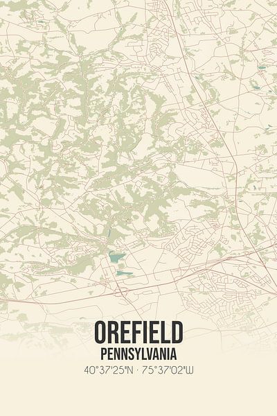 Carte d'époque d'Orefield (Pennsylvanie), USA. par Affiches de lieux