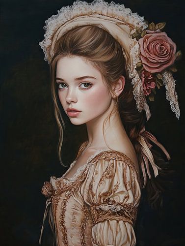 Junge Frau im Rokokokleid