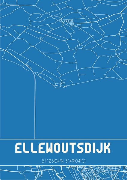 Blueprint | Map | Ellewoutsdijk (Zeeland) by Prints of Place