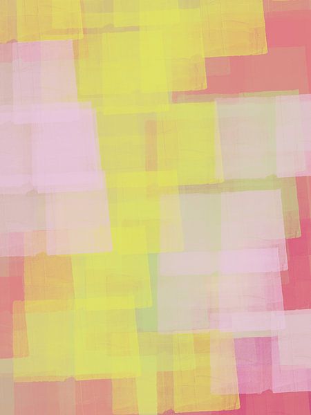 Gelbe und rosa Farbblöcke. Bunte abstrakte Kunst. von Dina Dankers