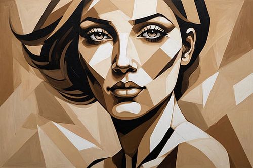 Portret vrouw in beige kleuren