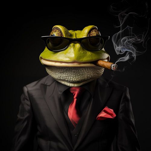 Kikker met sigaar en zonnebril
