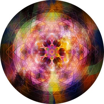 Mandala in regenboogkleuren van Sabine Wagner