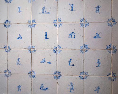 Traditional Delft tile wall