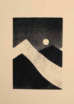 Monochrome mountains under a grey moon by Niklas Maximilian