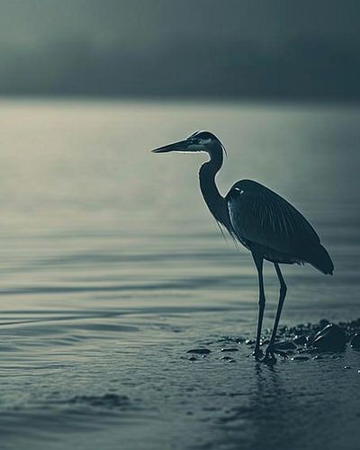 Blauwe reiger bij het meer