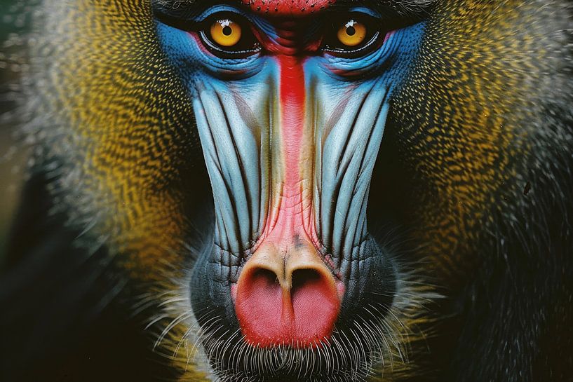 Fascinating face of a mandrill by Poster Art Shop