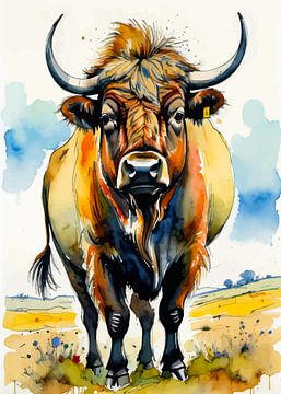 Euraziatische bizon aquarel van MIROKKU
