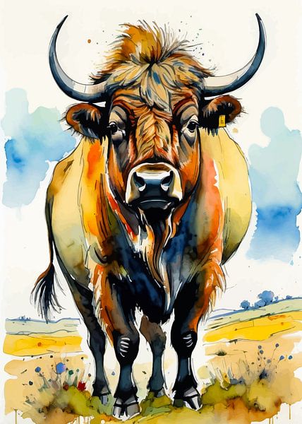 Eurasischer Wisent Aquarell von MIROKKU