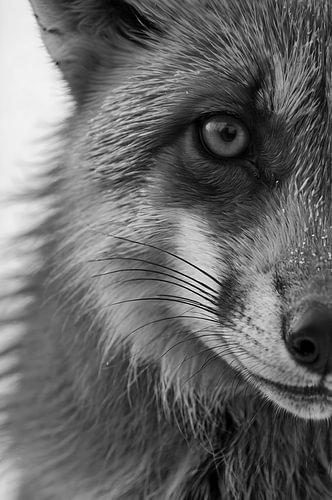 Fuchs Schwarz-Weiß Fine Art Wandbild