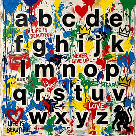 A B C D E F G H - Life is beautiful - Street Art - Banksy Hommage