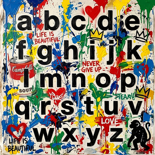 A B C D E F G H - Life is beautiful - Street Art - Banksy Hommage von Team W 32 Gallery