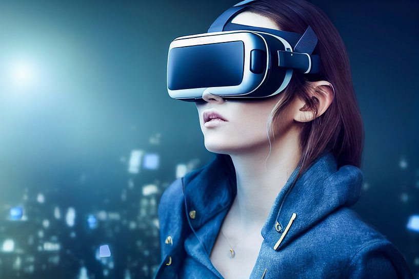 Frau mit VR-Brille, Illustration von Animaflora PicsStock