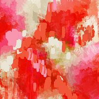 Fröhliche Farben. Moderne abstrakte Kunst in Rosa, Rot und Weiß.