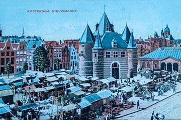 Nieuwmarkt Amsterdam in 1907 van Patricia Hofmeester