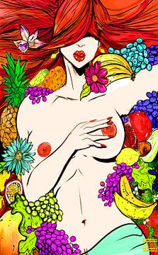 Flowers, fruit and a madam