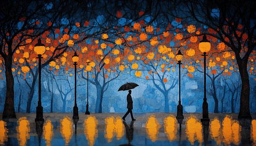 Man in park surrealistisch surrealisme panorama