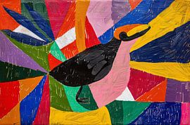 Colourful abstract painting of a bird by Art & Soul Creations