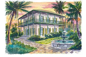 Tropisches Key West Hemingway-Haus mit üppigen Gärten