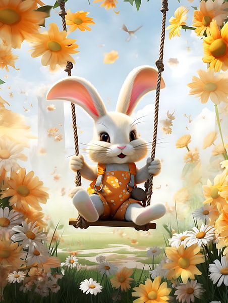 Cheerful rabbit for children's room by PixelPrestige