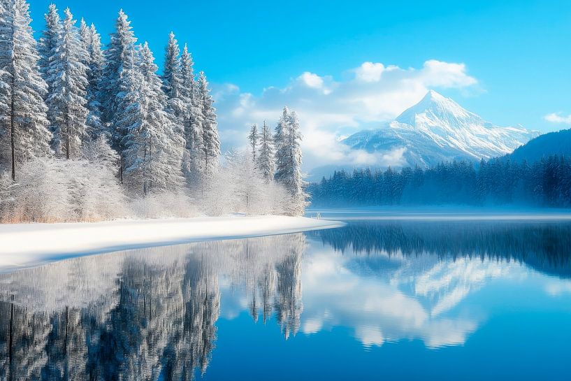 Winter landscape reflection by Poster Art Shop