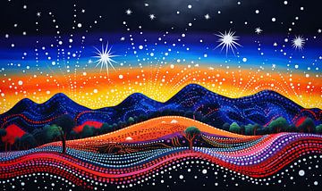nacht boven blauwe bergen van Virgil Quinn - Decorative Arts