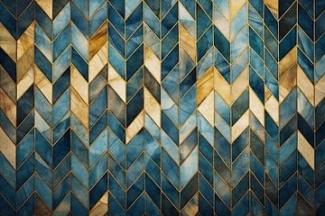 Goud en Blauw zigzag Patroon van Whale & Sons