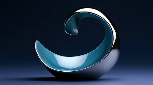Sculpture « Vague » turquoise et argent