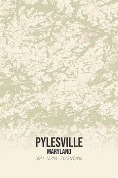 Vintage landkaart van Pylesville (Maryland), USA. van MijnStadsPoster