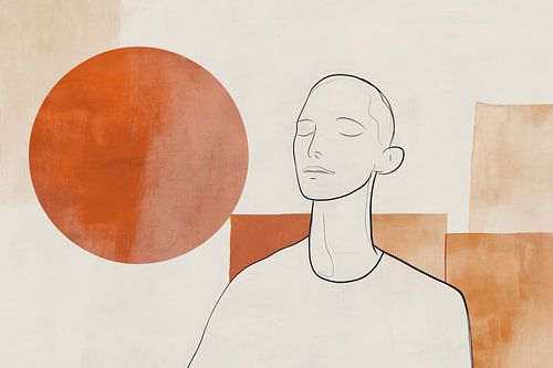 Meditatieve persoon voor een rode cirkel