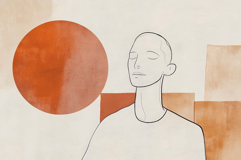 Meditative person in front of a red circle by Poster Art Shop