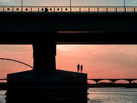 Swimmers at the side channel by Rutger van Loo