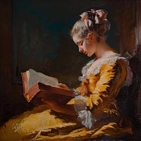 Reading girl oil painting historical
