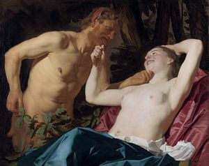Nymphe und Satyr - Gerard van Honthorst, 1623