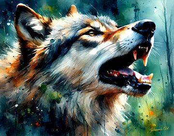 Wildtiere in Aquarell - Wolf 3 von Johanna's Art