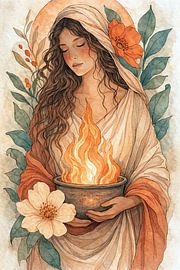 Peinture représentant la déesse grecque Hestia. sur Johannes