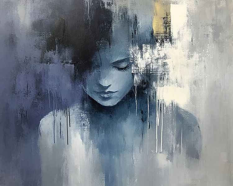 Female portrait | Blue Solitude by Abstract Painting