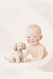 Baby und Hund im Minimalismus von Art & Soul Creations