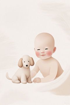 Baby en hond in minimalisme van Art & Soul Creations