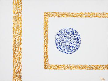 Blue dot gold framed