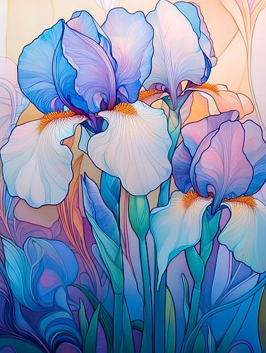 Irises in Soft Blues