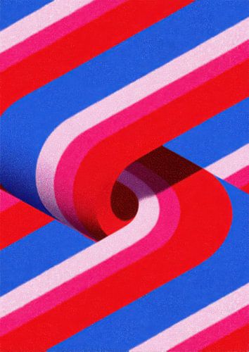 Abstracte strepen in rood, roze & blauw