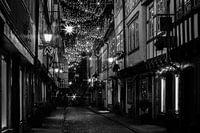 Erfurt Krämerbrücke at Christmas black and white