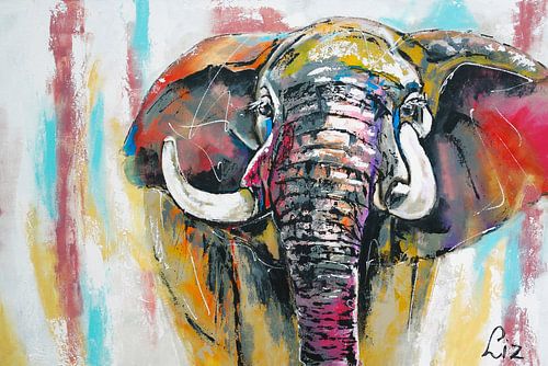 Elephant by Vrolijk Schilderij
