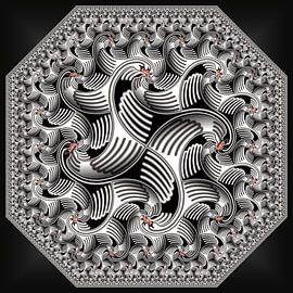 B/W Swans Octagon Limit by Tis Veugen