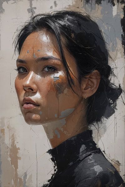 Ein kontrastreiches, abstraktes Schwarz-Weiß-Gemälde von Ljupka Kareska