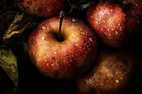 Verse appels met dauwdruppels